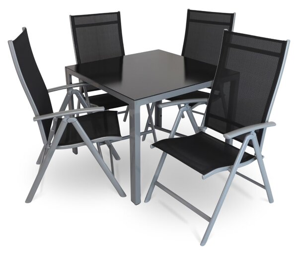 Set de gradina Alvero 2, patrat - 4 locuri, negru/gri