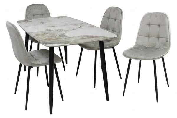 Set Masă fixă Atlas Marble Figure cu 4 Scaune Gya Gri