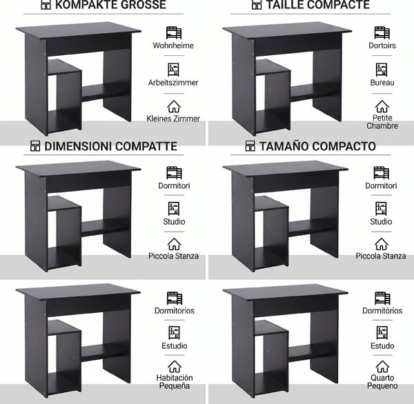 HOMCOM Birou pentru Calculator cu Raft pentru Unitate Centrală și Raft Detașabil pentru Tastatură, 80x45x75 cm, Negru | Aosom Romania