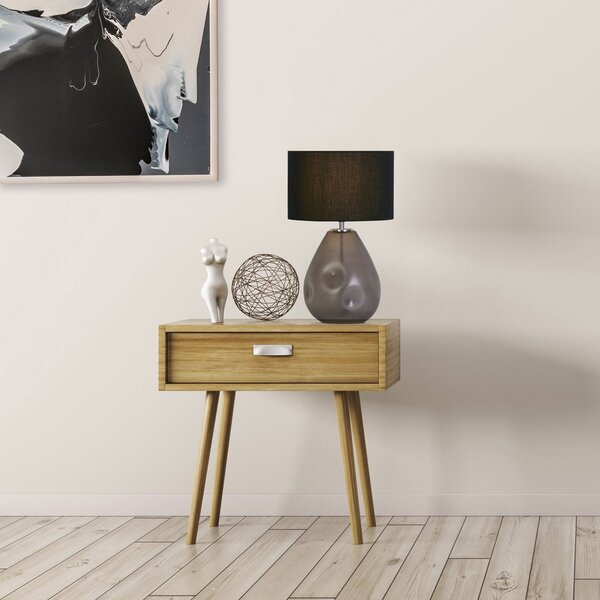 Searchlight Devon lampă de masă, negru/gri fumuriu Înălțime 44,5 cm textil/glass, Negru, Camera de zi / sufragerie, Țesătură / Textil
