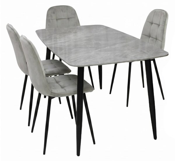 Set Masă fixă Atlas Marble Gri cu 4 Scaune Gya Gri