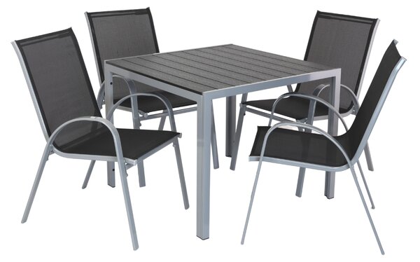 Set de gradina Lucio, patrat - 4 locuri, negru/gri