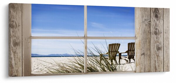 Tablou - Fereastră cu vedere la plajă (120x50 cm)