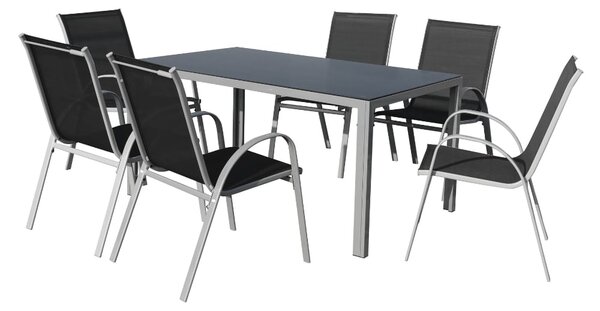 Set de gradina Lucio 2, dreptunghi - 6 locuri, negru/gri