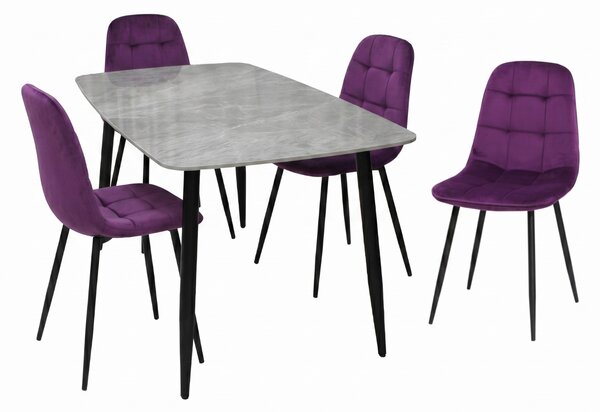 Set Masă fixă Atlas Marble Gri cu 4 Scaune Gya Mov