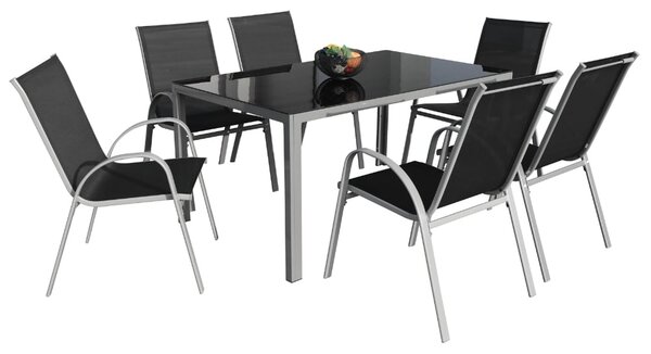 Set de gradina Lucio 2, dreptunghi - 6 locuri, negru/gri