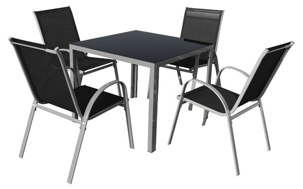 Set de gradina Lucio 2, patrat - 4 locuri, negru/gri