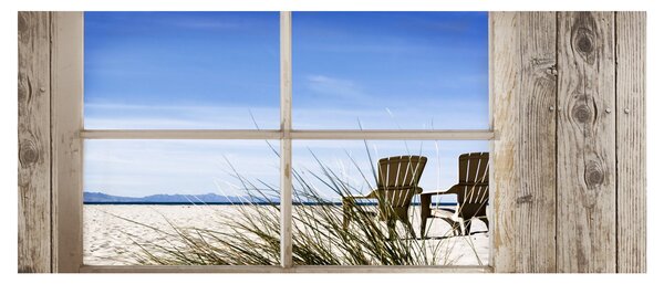 Tablou - Fereastră cu vedere la plajă (120x50 cm)