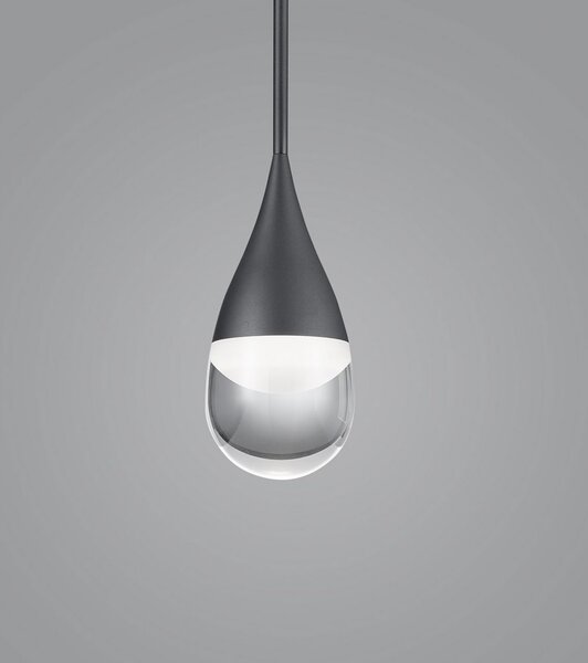 Helestra Deep lampă suspendată LED, mat negru, Negru, Camera de zi / sufragerie, Metal, Design