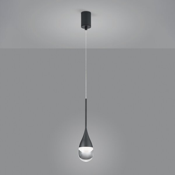 Helestra Deep lampă suspendată LED, mat negru, Negru, Camera de zi / sufragerie, Metal, Design