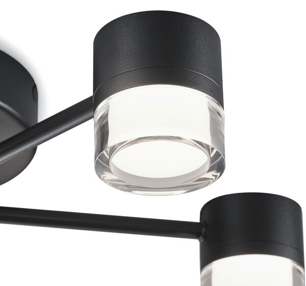 Helestra Kala plafonieră LED, negru, 7 becuri, reglabil, Negru, Camera de zi / sufragerie, Metal, Design