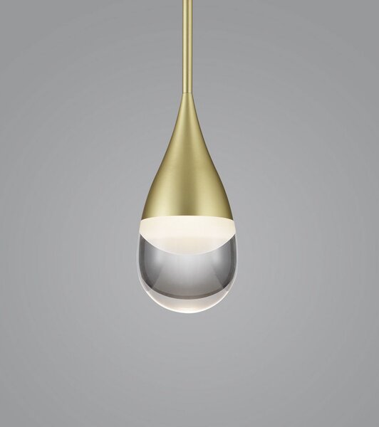 Helestra Deep lampă suspendată LED, mat auriu, Auriu / Alamă, Camera de zi / sufragerie, Metal, Design