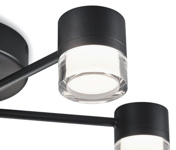 Helestra Kala plafonieră LED, negru, 11 bec, reglabil, Negru, Camera de zi / sufragerie, Metal, Design