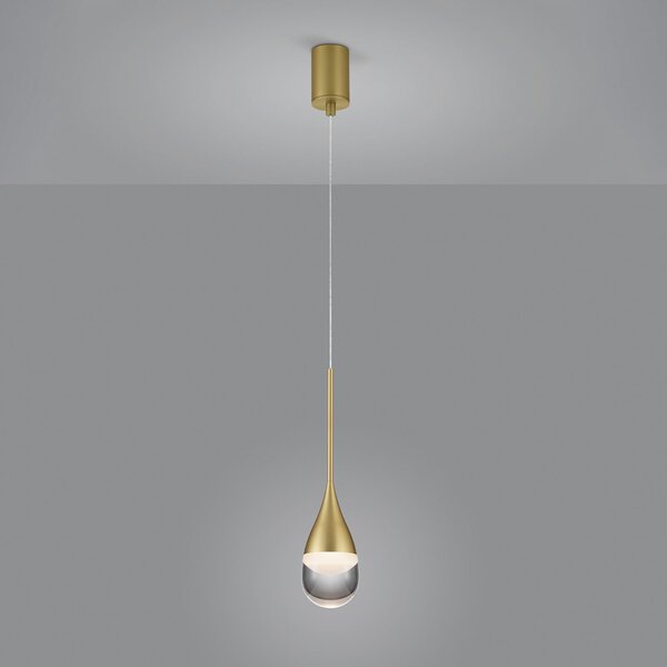 Helestra Deep lampă suspendată LED, mat auriu, Auriu / Alamă, Camera de zi / sufragerie, Metal, Design
