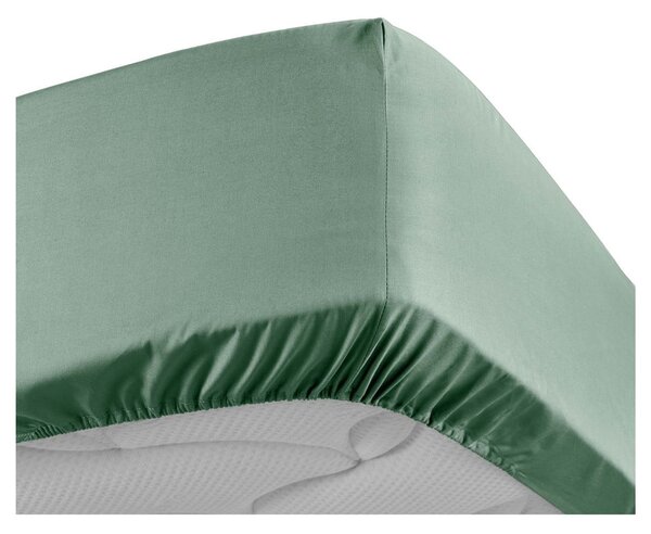 Cearceaf verde din bumbac percal cu elastic 160x200 cm Percaline – douceur d'intérieur