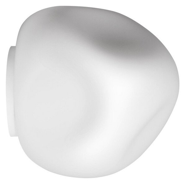 Foscarini plafonieră Hoba Midi, Ø 19 cm, alb, sticlă, Alb, Camera de zi / sufragerie, Sticlă, Design