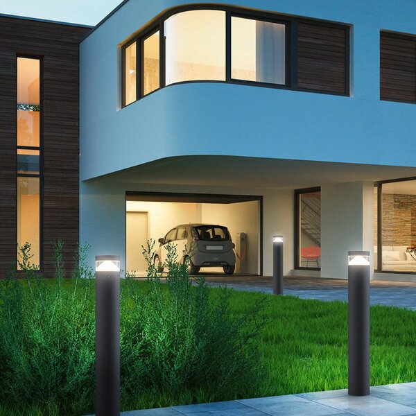 Helestra Mono - Lumină de drum cu LED-uri, rezistentă la intemperii, Negru, Metal, Modern