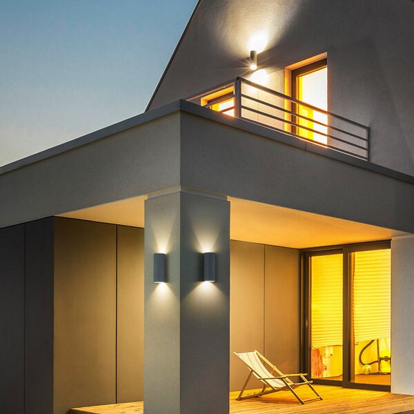 Helestra Swift - aplică LED exterior grafit IP65, Negru, Metal, Modern