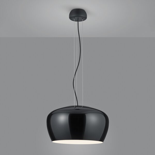 Helestra Veda lampă susp. din sticlă opal, negru, reglabil, Negru, Camera de zi / sufragerie, Sticlă, Design