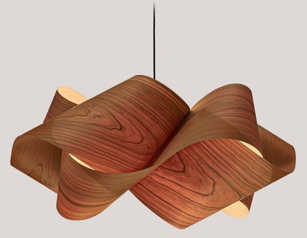 LZF LAMPS Lampă suspendată Swirl, lemn de cireș natural, Ø 75 cm, reglabil, Lemn, Camera de zi / sufragerie, Lemn, Design