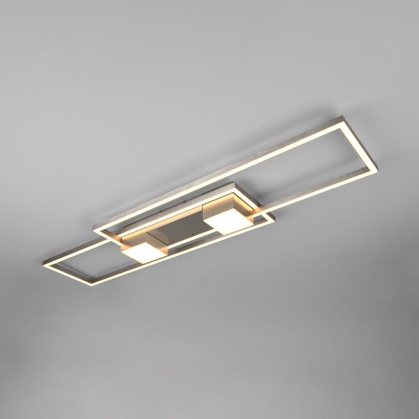 Trio Lighting Plafonieră LED Albany, nichel, 100 x 28 cm, aluminiu CCT dimabil, reglabil, Gri, Camera de zi / sufragerie, Aluminiu, Modern, Plafon cu flacără multiplă