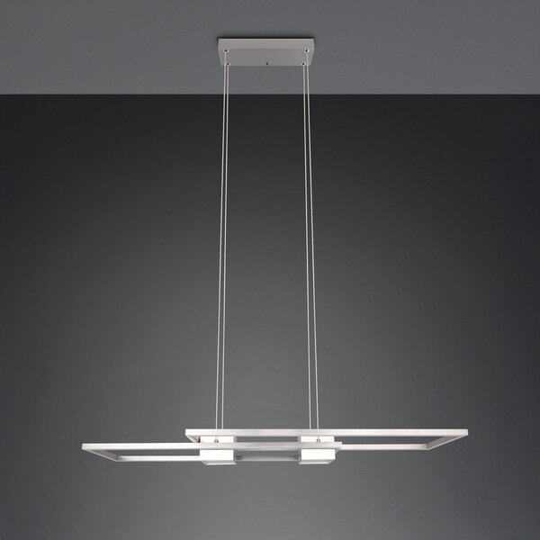 Trio Lighting Lampă suspendată LED Albany, nichel, 100 x 28 cm, aluminiu, CCT dimabil, reglabil, Gri, Camera de zi / sufragerie, Aluminiu, Modern