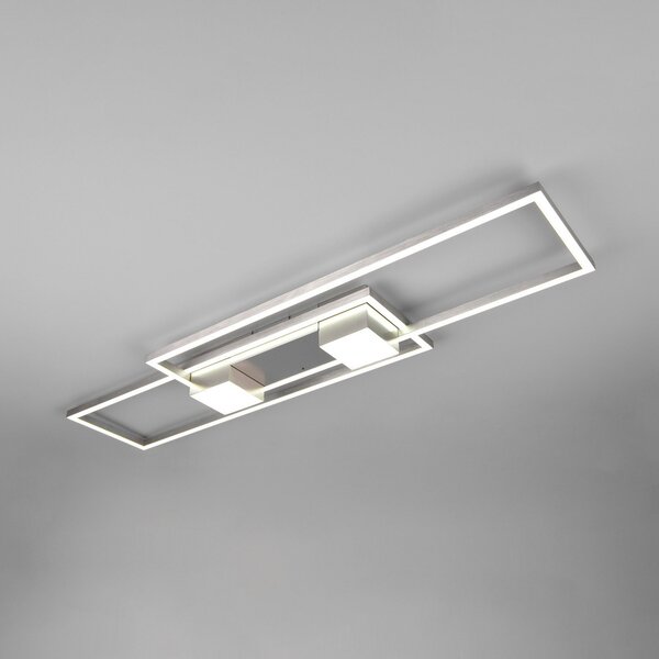 Trio Lighting Plafonieră LED Albany, nichel, 100 x 28 cm, aluminiu CCT dimabil, reglabil, Gri, Camera de zi / sufragerie, Aluminiu, Modern, Plafon cu flacără multiplă