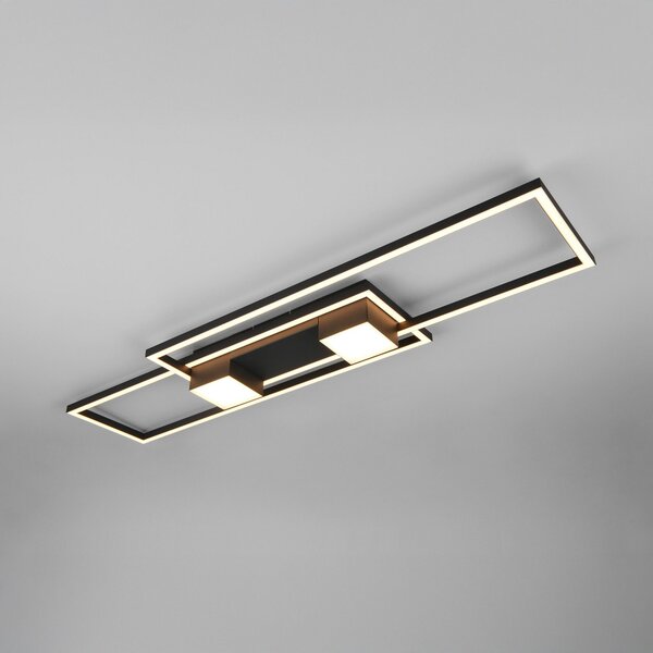 Trio Lighting Albany LED plafonieră LED, negru, 100 x 28 cm aluminiu CCT dimabil, reglabil, Negru, Camera de zi / sufragerie, Aluminiu, Modern, Plafon cu flacără multiplă