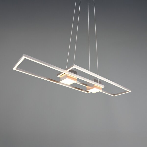 Trio Lighting Lampă suspendată LED Albany, nichel, 100 x 28 cm, aluminiu, CCT dimabil, reglabil, Gri, Camera de zi / sufragerie, Aluminiu, Modern