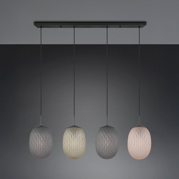 Trio Lighting Lampă suspendată Facette, multicoloră, lungime 117 cm, 4 becuri, sticlă, reglabil, Multicolor, Camera de zi / sufragerie, Sticlă, Modern
