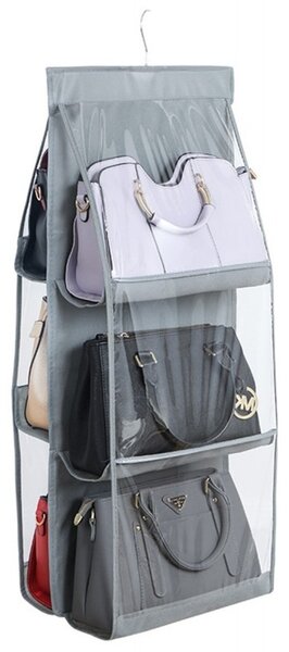 Organizator genti, capacitate: 8 genti, pliabil, plastic, 115 x 34 x 31, gri