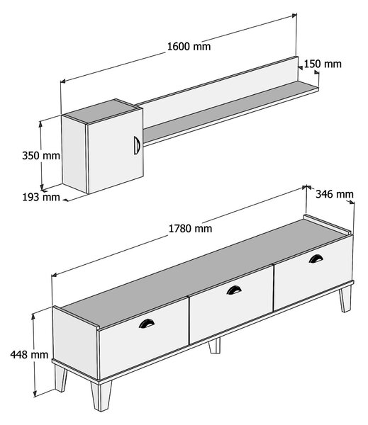 Mobilier living Summer (stejar + alb). 1088301