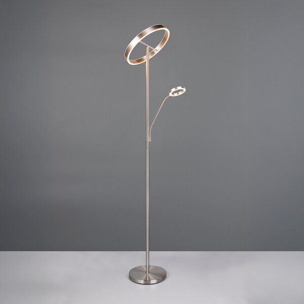 Trio Lighting Lampadar LED Willis, nichel, înălțime 180 cm, metal CCT dimabil, reglabil, Metalic, Camera de zi / sufragerie, Metal, Modern, Lumină de lectură