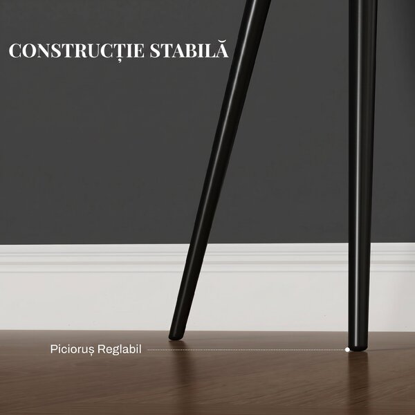 HOMCOM Set 2 Scaune Tapițate în Stil Nordic cu Brațe și Picioare din Oțel pentru Sufragerie, 54x57x80 cm, Negru | Aosom Romania