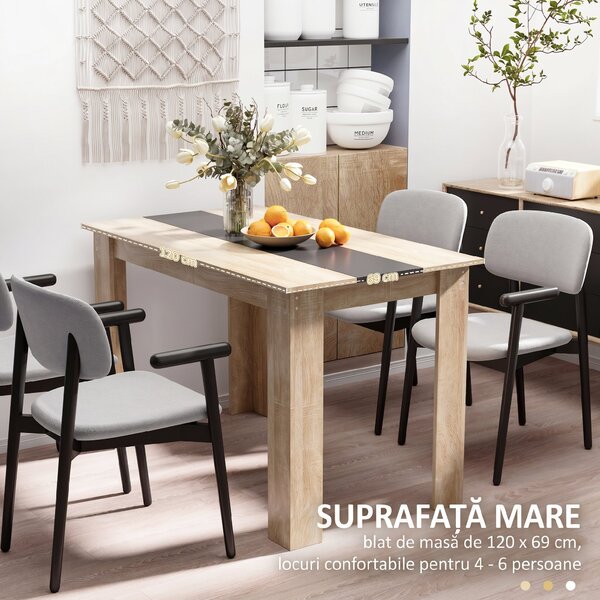 HOMCOM Masă de Dining pentru 4-6 Persoane, Masă de Bucătărie Modernă din Lemn, 120x69x75 cm, Lemn Natural | Aosom Romania