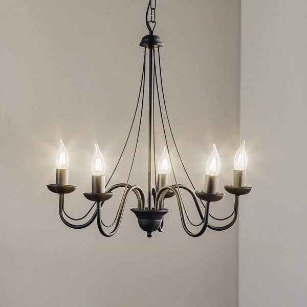 HELAM Candelabru Malbo cu 5 becuri, negru, reglabil, Negru, Camera de zi / sufragerie, Metal, Candelabru