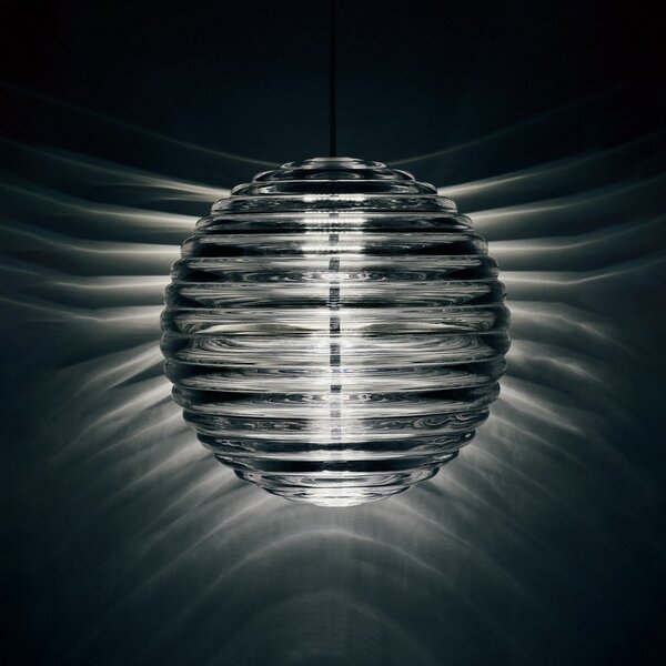 Lustră Pendul Tom Dixon, Press Sphere, reglabil, Transparent, Camera de zi, Sticlă, Design