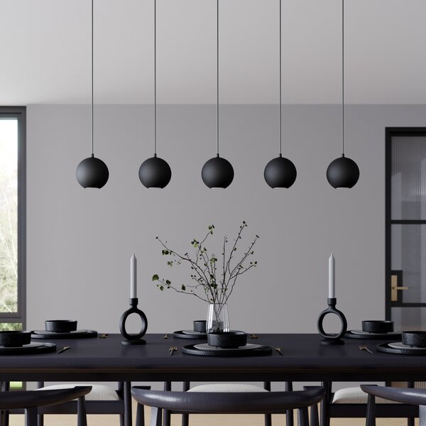 HELAM Lampă suspendată Midway, negru, 5 becuri, lungime 105 cm, GU10, Negru, Camera de zi / sufragerie, Metal, Modern