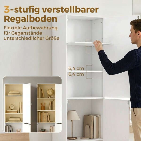 HOMCOM Bibliotecă Înaltă 180 cm, Raft Modern cu 5 Niveluri Reglabile, Mobilier Independent pentru Living, Dormitor, Birou, Alb | Aosom Romania
