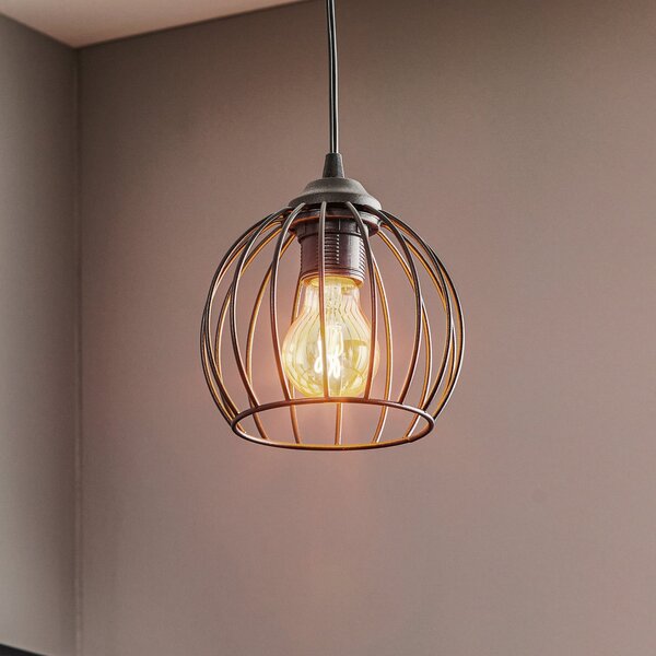 HELAM Lampă suspendată Cumera cu abajur tip cușcă, Ø 16cm, reglabil, Negru, Camera de zi / sufragerie, Metal, Modern