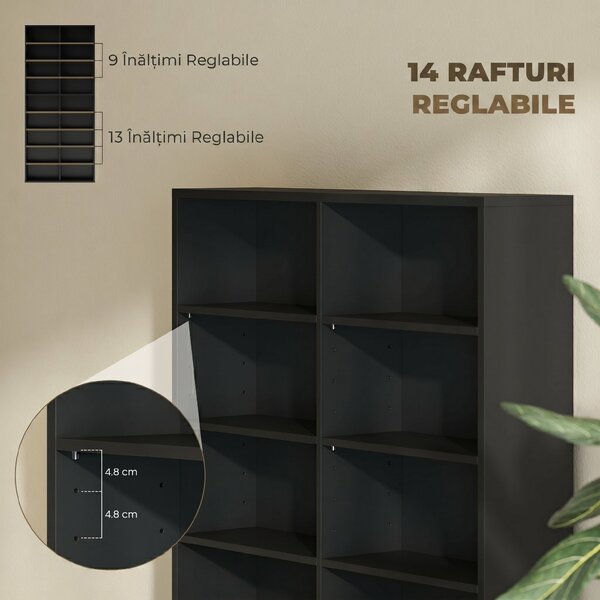 HOMCOM Raft pentru CD-uri cu 14 Rafturi Reglabile pentru 640 CD-uri/360 DVD-uri Negru | Aosom Romania