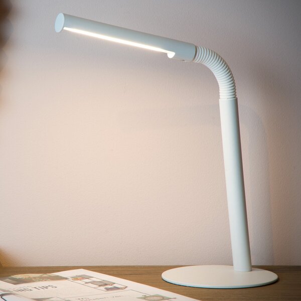 Lucide Lampă de birou cu LED Gilly, alb, flexibilă, metal, Alb, Studiu / Birou, Metal