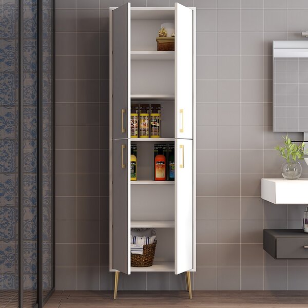 Dulap cu rafturi Betina A (Alb + Auriu). 1088326
