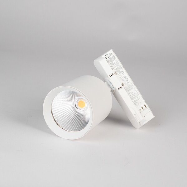 The Light Group Spot de șină SLC LED Fox, alb, 3.000 K, trifazată, Alb, Camera de zi / sufragerie, Aluminiu