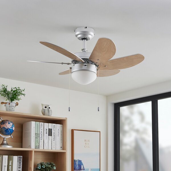 Lindby Ventilator de plafon cu lumină Minja, argintiu, silențios, 78 cm, Gri, Camera de zi / sufragerie, Metal, Modern