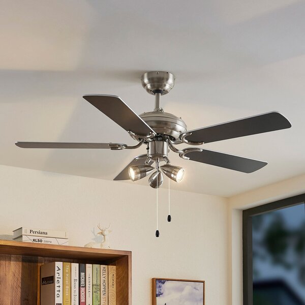 Lindby Ventilator de tavan cu lumină Anariki, silențios, argintiu, Metalic, Camera de zi / sufragerie, Metal, Casă de țară / Rustic