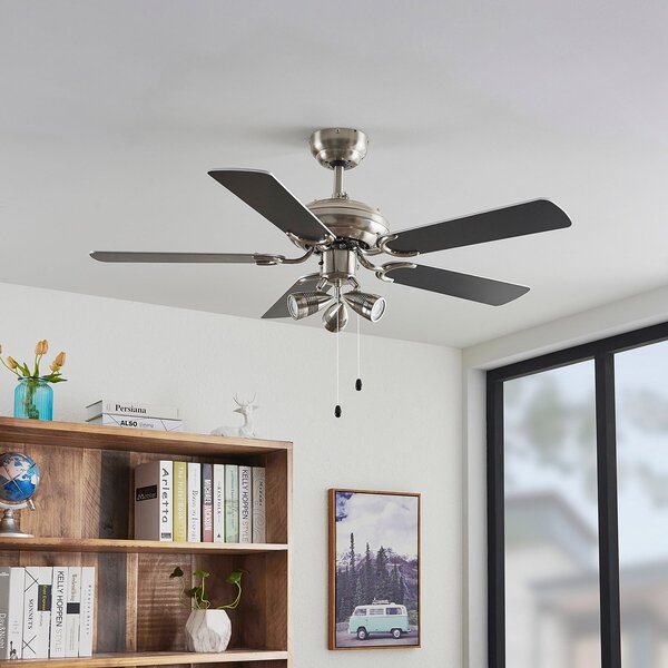 Lindby Ventilator de tavan cu lumină Anariki, silențios, argintiu, Metalic, Camera de zi / sufragerie, Metal, Casă de țară / Rustic