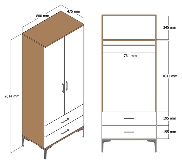 Dulap de haine Kiara T (Nuc + Crem). 1088334