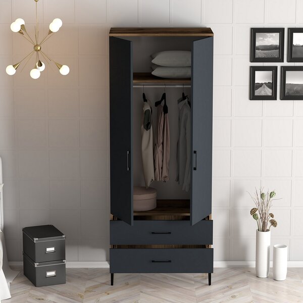 Dulap de haine Kiara T (Nuc + antracit). Promo -16%. 1088332
