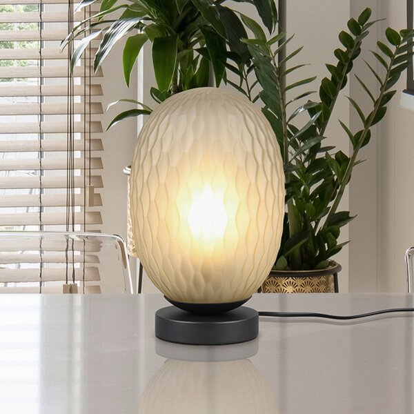 Trio Lighting Lampă de masă Facette, verde, înălțime 29 cm, sticlă, E27, Verde, Camera de zi / sufragerie, Sticlă, Modern